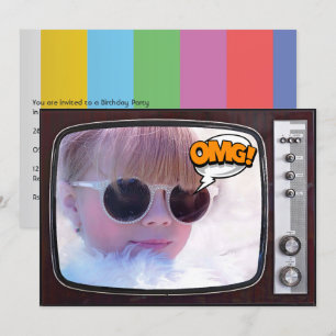 Invitación Fiesta de Cumpleaños de TV Retro