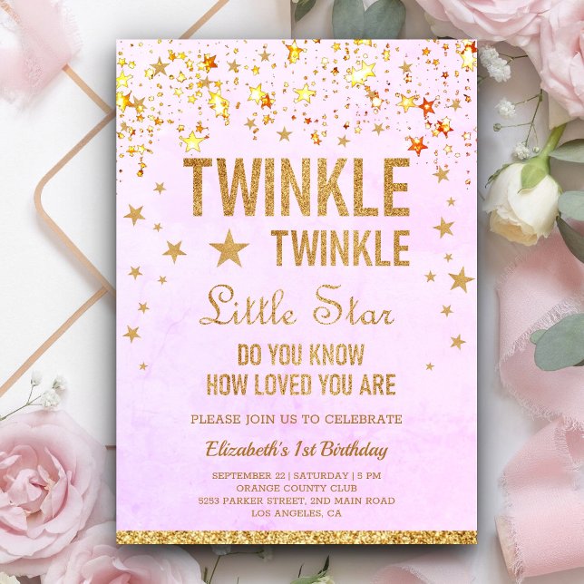 Invitación Fiesta de cumpleaños de Twinkle Twinkle Little Sta (Subido por el creador)
