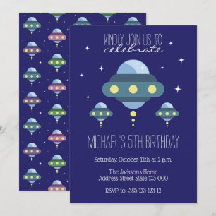 Invitación Fiesta de cumpleaños de UFO Space