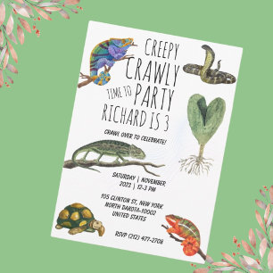 Invitación Fiesta de cumpleaños de un chico con tema de repti