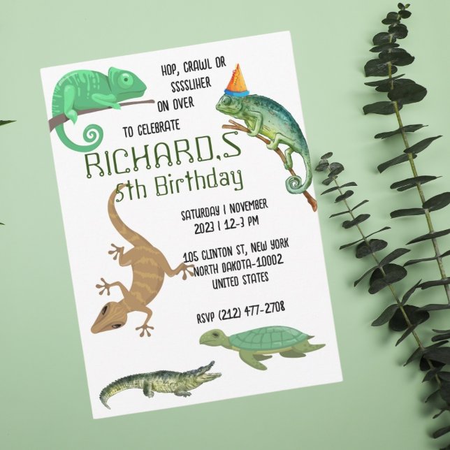 Invitación Fiesta de cumpleaños de un chico con tema de repti (Subido por el creador)