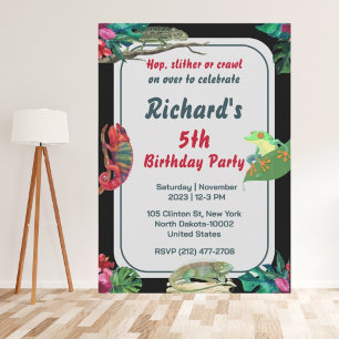Invitación Fiesta de cumpleaños de un chico con tema de repti
