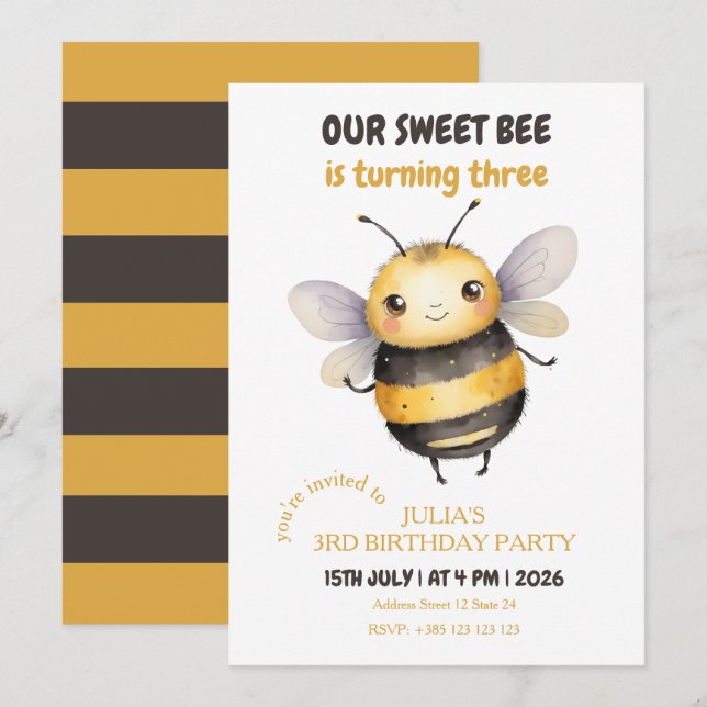 Invitación Fiesta de cumpleaños de un chico dulce (Anverso / Reverso)