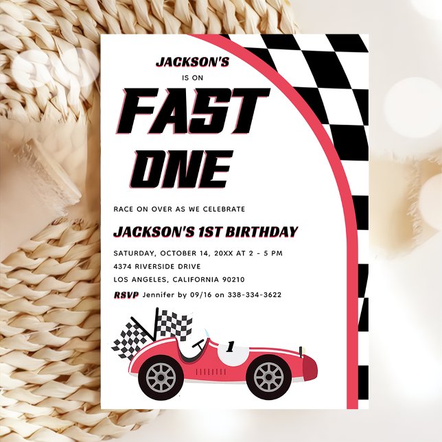 Invitación Fiesta de cumpleaños de un coche de carrera roja (Subido por el creador)