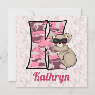 Invitación Fiesta de cumpleaños de un monograma rosa K