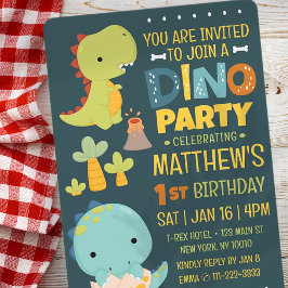 Invitación Fiesta de cumpleaños de un niño con dinosaurios mo