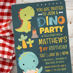 Invitación Fiesta de cumpleaños de un niño con dinosaurios mo