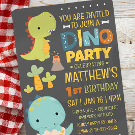 Invitación Fiesta de cumpleaños de un niño con dinosaurios mo