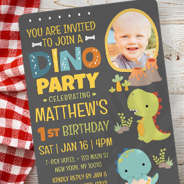 Invitación Fiesta de cumpleaños de un niño con dinosaurios mo