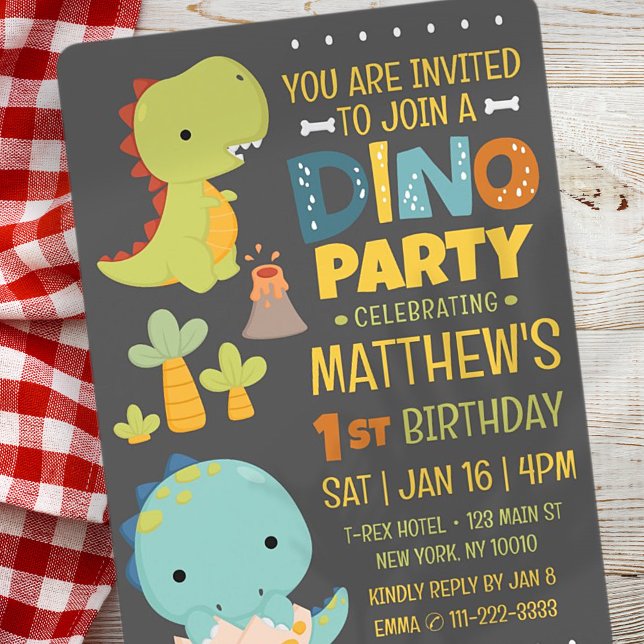 Invitación Fiesta de cumpleaños de un niño con dinosaurios mo (Subido por el creador)