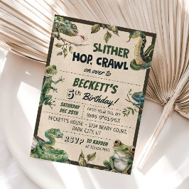 Invitación Fiesta de cumpleaños de un niño con temática repti