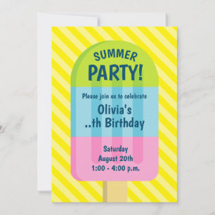 Invitación Fiesta de cumpleaños de un niño de helado de popsi