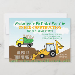 Invitación Fiesta de cumpleaños de un niño de la construcción