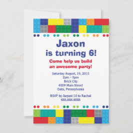 Invitación Fiesta de cumpleaños de un niño ladrillo apilado