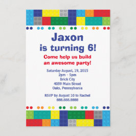 Invitación Fiesta de cumpleaños de un niño ladrillo apilado