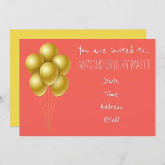 Invitación Fiesta de cumpleaños de un niño pequeño chica con  (Anverso / Reverso)