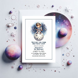 Invitación Fiesta de cumpleaños de un pequeño astronauta con