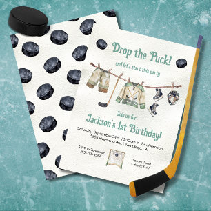 Invitación Fiesta de cumpleaños de un pequeño jugador de hock