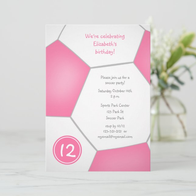 Invitación fiesta de cumpleaños de una chica rosa (Anverso de pie)