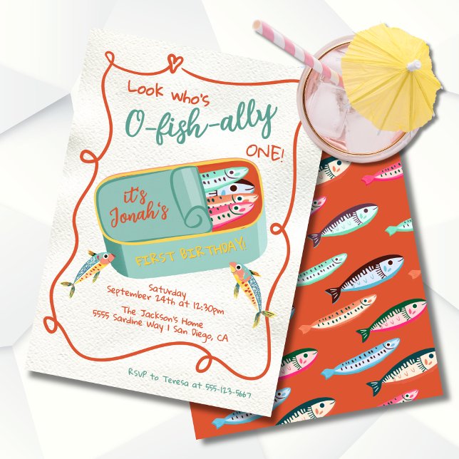 Invitación Fiesta de cumpleaños de una Funky Sardine (Subido por el creador)