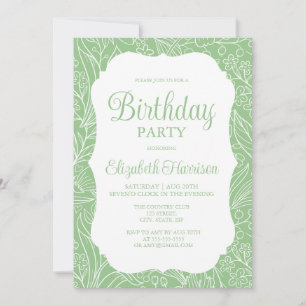 Invitación Fiesta de cumpleaños de una mujer de Flora Blanca