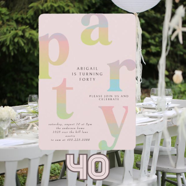 Invitación Fiesta de cumpleaños de una mujer de gradiente ret (Subido por el creador)