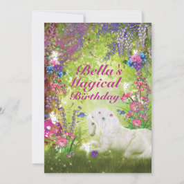 Invitación Fiesta de cumpleaños de Unicorn Fairy Woodland