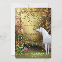 Invitación Fiesta de cumpleaños de Unicorn Fantasy Woodland