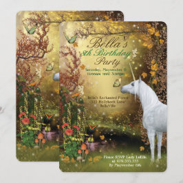 Invitación Fiesta de cumpleaños de Unicorn Fantasy Woodland
