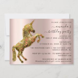 Invitación Fiesta de cumpleaños de Unicorn Mimetic Gold Mimet