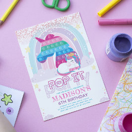 Invitación Fiesta de cumpleaños de Unicorn Pop It