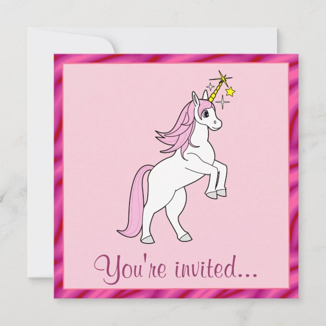Invitación Fiesta de cumpleaños de Unicornio (Anverso)