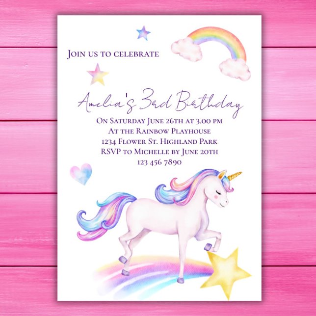 Invitación Fiesta de cumpleaños de Unicornio (Subido por el creador)