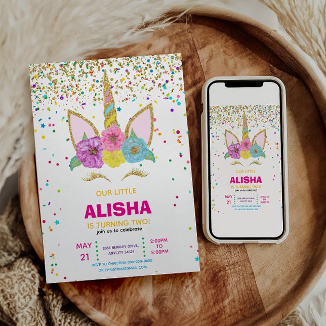 Invitación Fiesta de Cumpleaños de Unicornio (Subido por el creador)