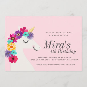 Invitación Fiesta de cumpleaños de Unicornio