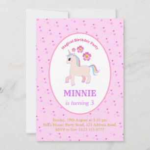 Invitación Fiesta de cumpleaños de Unicornio adorable