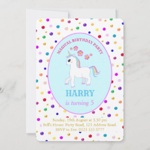 Invitación Fiesta de cumpleaños de Unicornio adorable