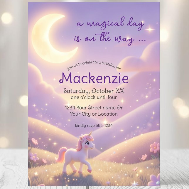 Invitación Fiesta de Cumpleaños de Unicornio Celestial (Subido por el creador)