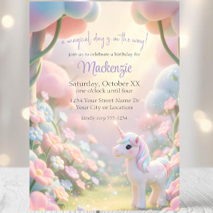 Invitación Fiesta de Cumpleaños de Unicornio con Arcoíris Pas