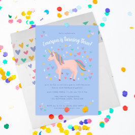 Invitación Fiesta de cumpleaños de Unicornio con el arcoiris 