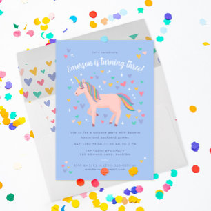 Invitación Fiesta de cumpleaños de Unicornio con el arcoiris