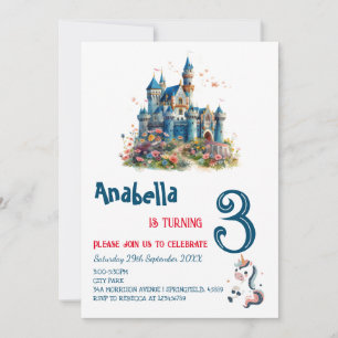 Invitación Fiesta de cumpleaños de unicornio, cuento de hadas