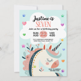 Invitación Fiesta de Cumpleaños de Unicornio de Fantasía Mági