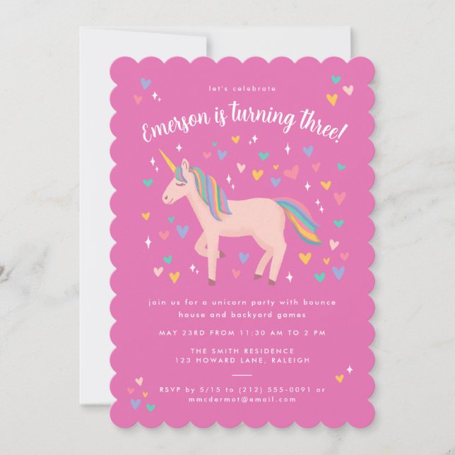 Invitación Fiesta de cumpleaños de Unicornio del arcoiris del (Anverso)