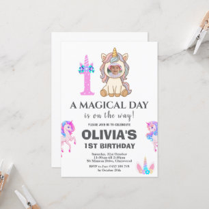 Invitación Fiesta de cumpleaños de Unicornio editable