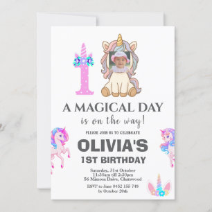 Invitación Fiesta de cumpleaños de Unicornio editable