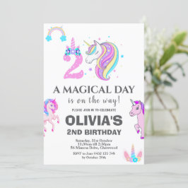 Invitación Fiesta de cumpleaños de Unicornio editable
