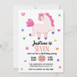 Invitación Fiesta de cumpleaños de unicornio lindo