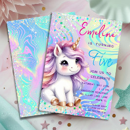 Invitación Fiesta de Cumpleaños de Unicornio Mágico Brillante