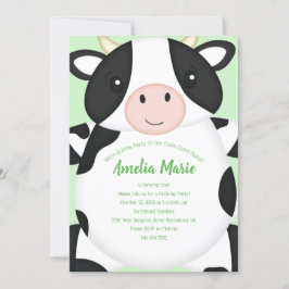 Invitación Fiesta de cumpleaños de vacas verde